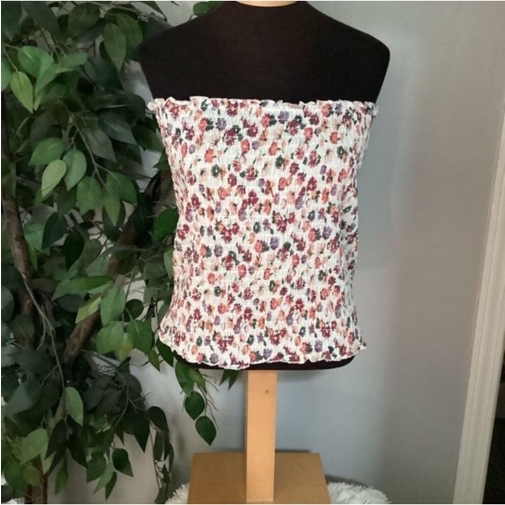 SO Smocked tube top Woman’s Juniors XXL multi colored floral pattern